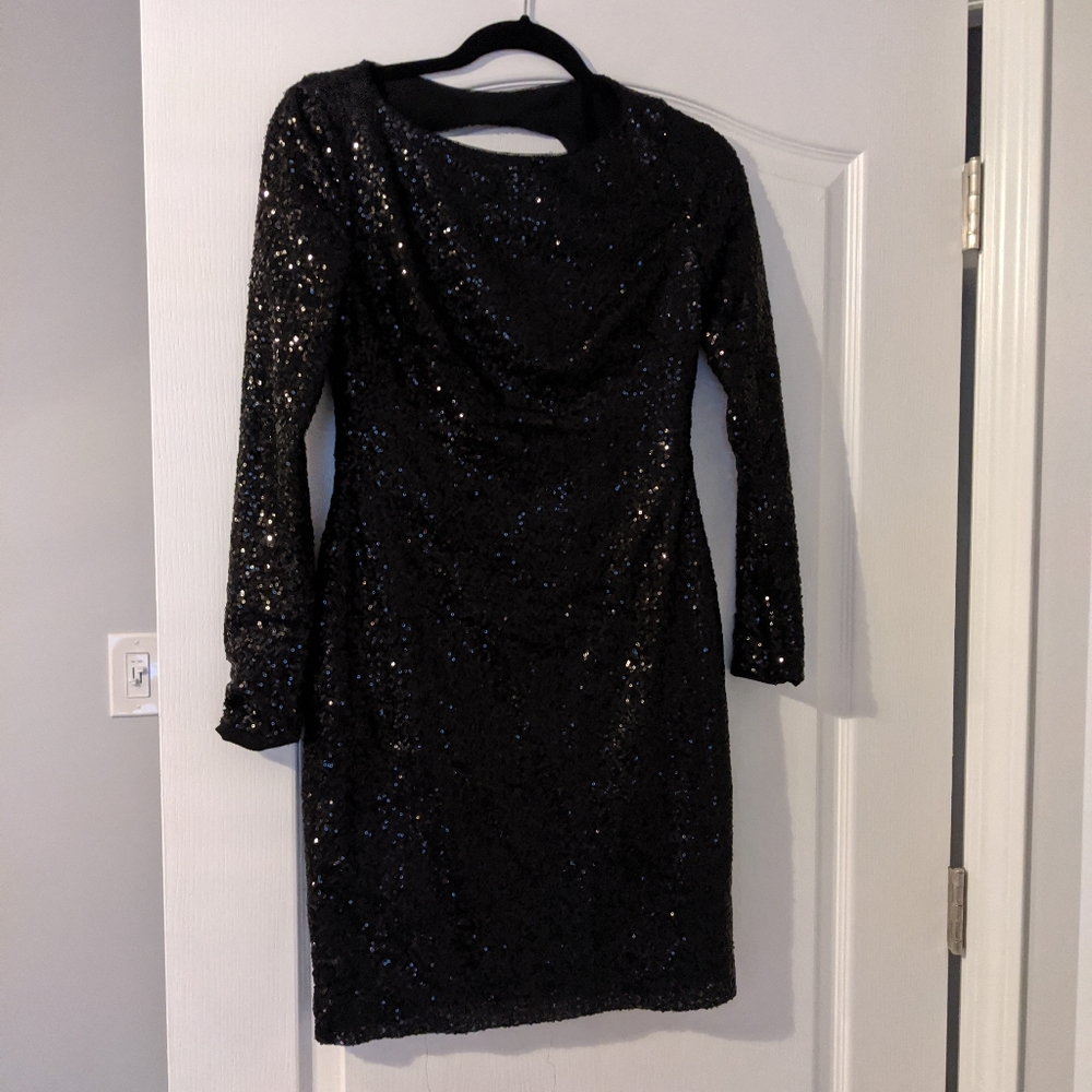 Ralph Lauren long sleeve sequin dress black